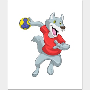 Wolf as Handball player with Handball Posters and Art